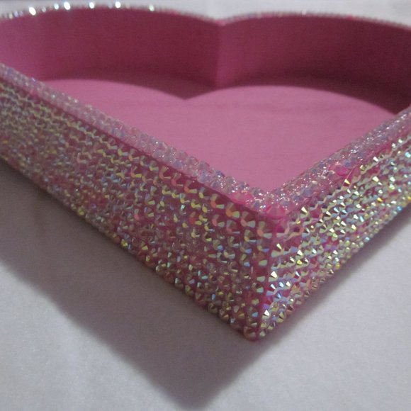 Pink Heart Shape Blinged Tray / Home Decor / Room Decor - Picture 4 of 6
